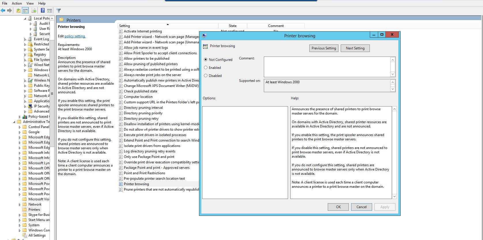 PREVENT USERS INSTALLING PRINTERS.... |﻿ Windows Server 2012