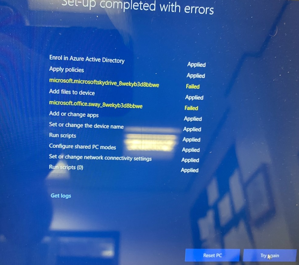 Intune for Education - Setup School PC error - Cloud Services - EduGeek.net