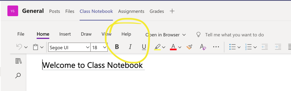 Class Notebook SUb Menus Missing.png