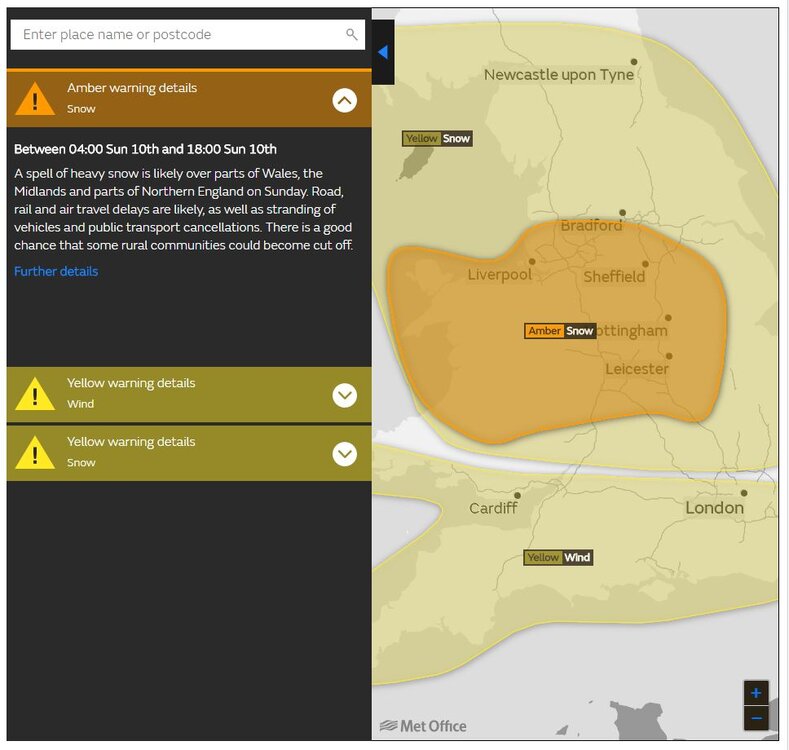 Met Office Amber Weather Warning (Snow).JPG