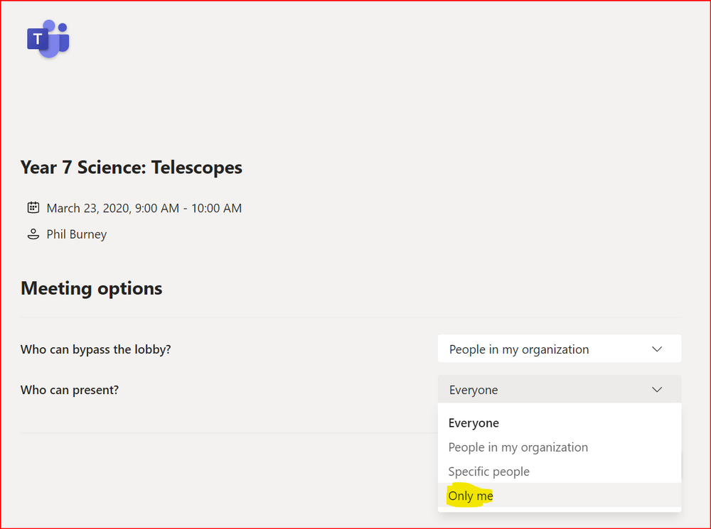 Setting Teacher as Presenter - Presenter.png