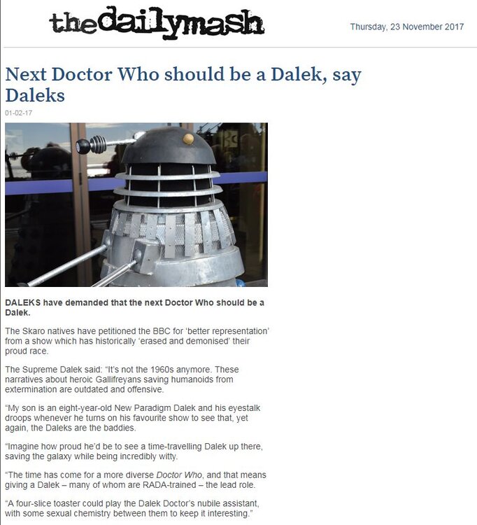 The Next Doctor Should Be A Dalek - Daily Mash.jpg